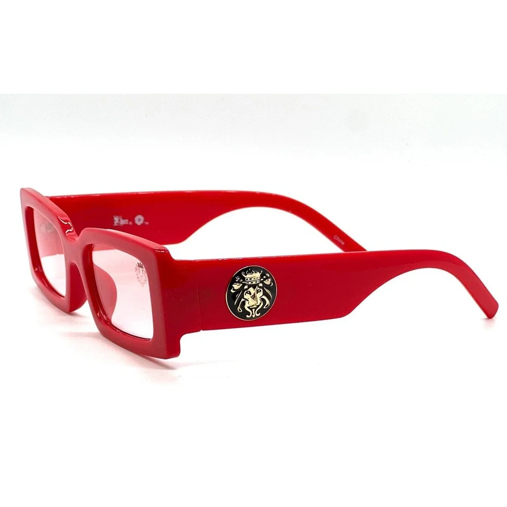 Fashion Sunglasses Trendy Red Lens Square Frame Statement Modern Men Hip Hop New